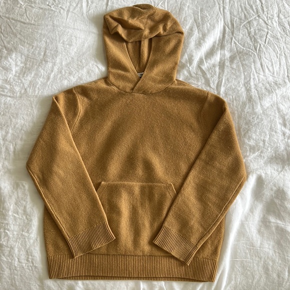 VINCE Cashmere Hoodie Pullover Sweater Mustard Yellow Butterscotch
